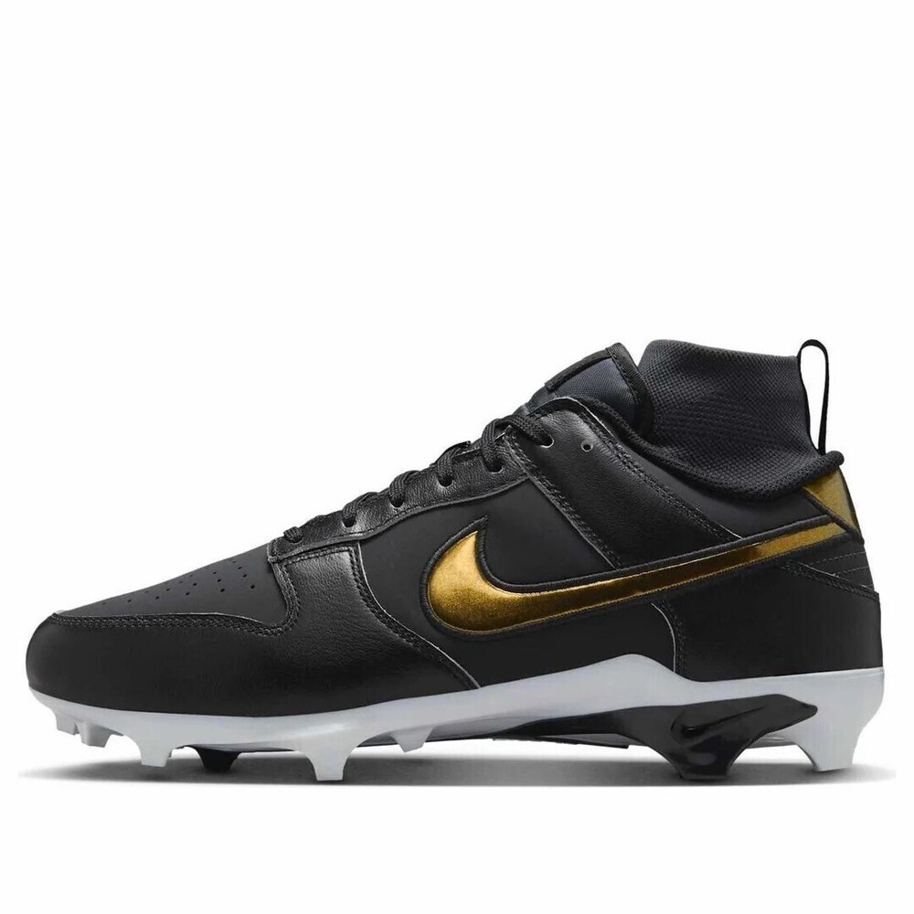 Size 10 Nike Alpha Menace Dunk Gold Black Football Cleats HV6923-001 Men's